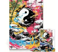 Rompecabezas Abstracto Yin Yang Graffiti para Adultos de 1000 Piezas Diseño nítido, Relajante, Ideal para recreación, con Corte Uniforme Regalo Festivo (38x26cm)
