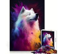 Rompecabezas Abstractos Coloridos de Samoyedo para Adultos, 1000 Piezas, Mejora la Memoria, relaja la Mente, Pieza de colección de Arte de Bordes Afilados (38x52cm)