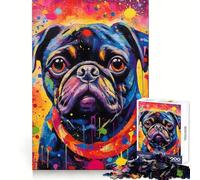 Rompecabezas Abstractos de Carlino Negro para Adultos, 1000 Piezas, Ejercicio Inteligente, Placer Relajante, Bordes precisos, Sorpresa navideña (50x75cm)