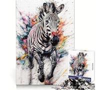 Rompecabezas Abstractos de Cebra en Acuarela para Adolescentes, 1000 Piezas, para concentrarse, Relajarse y divertirse Ajuste Perfecto Un Regalo Encantador (38x26cm)