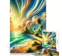 Rompecabezas Abstractos de Islas Tropicales para Adultos, 1000 Piezas, Habilidad analítica, Ocio, Escape, unión precisa, Regalo de Temporada (38x26cm)