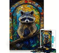 Rompecabezas Abstractos de Mapache con Efecto de Manchas para Adultos, 1000 Piezas Fortalece la Memoria, Alivia la ansiedad, Borde Liso, cálida Sorpresa (38x26cm)