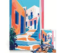 Rompecabezas Abstractos de Mykonos,Grecia,para Adolescentes,1000 Piezas para Fortalecer el Cerebro,para el Ocio y el Entretenimiento,con Encaje Firme, Elegante (50x75cm)