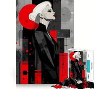Rompecabezas Abstractos de Retratos en Rojo y Negro para Adolescentes, 1000 Piezas, colección de Arte Recall Upgrade Calm Relax Clear Cut (38x52cm)