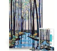 Rompecabezas Acolchado de 1000 Piezas con diseño de Arroyo en el Bosque para Adolescentes Juguete de lógica Fina, Divertido y Relajante Decoración de Pared con Bordes limpios (38x52cm)