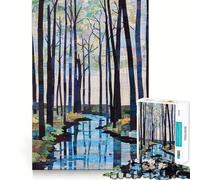 Rompecabezas Acolchado de 1000 Piezas con diseño de Arroyo en el Bosque para Adolescentes Juguete de lógica Mental Diseño Tranquilo y Firme Artículo de Santa Claus (50x75cm)