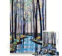 Rompecabezas Acolchado de 1000 Piezas con diseño de Arroyo en el Bosque para Adolescentes Juguete de lógica Fina, Divertido y Relajante Decoración de Pared con Bordes limpios (38x52cm)