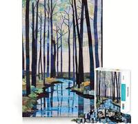 Rompecabezas Acolchado de 1000 Piezas con diseño de Arroyo en el Bosque para Adolescentes Juguete de lógica Fina, Divertido y Relajante Decoración de Pared con Bordes limpios (38x26cm)