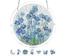 Rompecabezas acrílico de 83 piezas, rompecabezas acrílico para adultos, 2 mm de alta transparencia, impresión UV, rompecabezas acrílico para puertas y jardín (miosotis azul, 9 pulgadas)