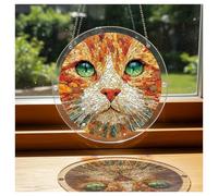 Rompecabezas acrílico de gato de jengibre para colgar en la ventana, rompecabezas de 7.1 pulgadas para adultos, arte acrílico impreso UV de doble cara, decoración única de jardín y regalo de