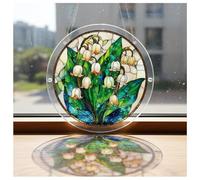 Rompecabezas acrílico de Lily of the Valley para colgar en la ventana, 7.87 pulgadas, atrapasueños para adultos, arte acrílico impreso UV de doble cara, decoración única de jardín y regalo de