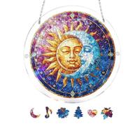 Rompecabezas acrílico de sol y luna para colgar en la ventana, rompecabezas de 7.1 pulgadas para adultos, atrapasueños UV de doble cara