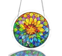 Rompecabezas Acrílico For Colgar En La Ventana, Atrapasueños De Vidrieras Coloridas, Transparente De Doble Cara For Puertas, Jardín Y Ventana Colgar En El Hogar(Colorful Mandala,Medium)