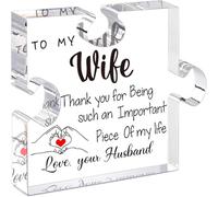 Rompecabezas Acrílico Grabado Pieza con Patrón De Bloques Adorno Exhibición Escritorio para Mamá Esposa Regalo del Día La Madre Regalo Cumpleaños