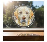 Rompecabezas acrílico Labrador Retriever, rompecabezas redondo de 7.87 pulgadas estilo mosaico para amantes de los perros, colgante de ventana Golden Retriever, arte impreso UV de doble cara, regalo