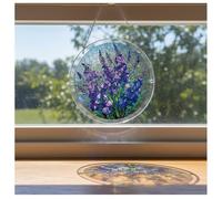 Rompecabezas acrílico lavanda púrpura para colgar en la ventana, rompecabezas de 7.1 pulgadas para adultos, arte acrílico impreso UV de doble cara, decoración única de jardín y regalo de cumpleaños