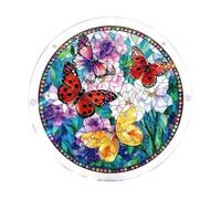 Rompecabezas acrílico para colgar en la ventana, mariposas en flor, panel atrapasueños, decoración para cumpleaños, mujeres, hombres, esposa, tía y mamá (azul B)