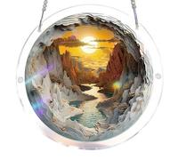 Rompecabezas acrílico para colgar en la ventana, para colgar en la ventana, rompecabezas acrílico para sala de estar, dormitorio, verano, hogar, balcón, decoración (puesta de sol y montañas) (estilo 3