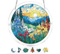 Rompecabezas acrílicos, atrapasueños, flores de luna de montaña, rompecabezas acrílico para puertas de jardín, rompecabezas de bricolaje para adultos, para decoración de puertas y ventanas de jardín