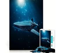 Rompecabezas acuático de tiburón Ballena de 1000 Piezas para Adolescentes Juego de concentración Mental Corte de precisión Bordes Lisos Juego para Rellenar Calcetines navideños (38x52cm)
