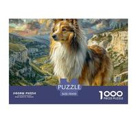 Rompecabezas Adulto Anti Estrés 1000 Piezas - Sheltie en Prado, Juego Familiar y Decoración de Pared, 70x50cm