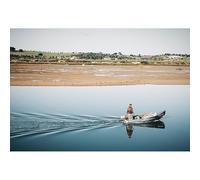 Rompecabezas adulto de 200 (35 x 25 cm) piezas, sombra de pescador en un barco solitario, rompecabezas paisaje natural, juego relajante para adultos, juguete educativo