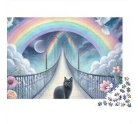 Rompecabezas Adultos Cat del Puente del Arco iris1000 Piezas Desafiante Rompecabezas Familiar Regalo De Mujer para Adultos Y Adolescentes 70x50cm/1000pcs