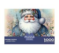 Rompecabezas Adultos Papá Noel 1000 Piezas - Papá Noel Vintage Guirnalda Flores, Antiestrés, Regalo Hogar 38x26cm