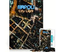 Rompecabezas aéreo de 1000 Piezas con Luces de la Ciudad de Nápoles para Adultos Ideal para ejercitar la Memoria y Disfrutar de Momentos de Paz Diseño para armar Regalo Premium (38x52cm)