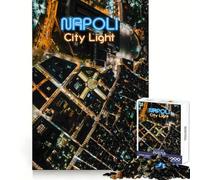 Rompecabezas aéreo de 1000 Piezas con Luces de la Ciudad de Nápoles para Adultos Ideal para ejercitar la Memoria y Disfrutar de Momentos de Paz Diseño para armar Regalo Premium (38x26cm)