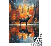 Rompecabezas Alce Bosque 1000 Piezas Papel Grueso para Adultos Educar Relajación Decoración Regalo 52x38cm/1000pcs