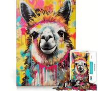 Rompecabezas Alpaca Pop Art para decoración del hogar,1000 Piezas,Juego Que estimula el Cerebro,Ajuste Espacios,Entretenimiento Acogedor para Interiores para Todos (50x75cm)