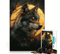 Rompecabezas Alpha Wolf Under Full Moon para Adultos,1000 Piezas,Juego de Ejercicios de Pensamiento,Ajuste Espacios,Actividad para Fortalecer los Lazos Familiares (50x75cm)