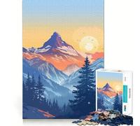 Rompecabezas Amanecer Alpino de 1000 Piezas Diversión Que estimula la concentración Tecnología Avanzada de Corte láser Ideal para Viajar Juego Mental (38x52cm)