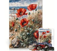 Rompecabezas Amapolas Rojas Junto al Mar, 1000 Piezas para Adultos Fortalece la Memoria, Calma la Mente, cálida Sorpresa (50x75cm)