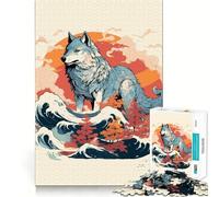 Rompecabezas Amaterasu Wolf de 1000 Piezas Diversión para ejercitar la Mente Piezas Perfectamente encajables Regalo de cumpleaños Juguete para ejercitar la Mente (38x26cm)