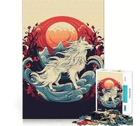 Rompecabezas Amaterasu Wolf de 1000 Piezas Estimula la cognición Diversión sin Rebabas Piezas de Corte Limpio Juguete de Entretenimiento para Interiores y Vacaciones (50x75cm)