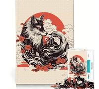 Rompecabezas Amaterasu Wolf de 1000 Piezas,Juego Mental Divertido,diseño de Ajuste Huecos, reuniones Familiares (50x75cm)