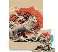 Rompecabezas Amaterasu Wolf de 1000 Piezas para Adultos Entrenamiento Cerebral Divertido,Corte Limpio,componentes Resistentes,Actividad Relajante para la Mente (38x26cm)
