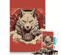 Rompecabezas Amaterasu Wolf para Adolescentes 1000 Piezas Juego de diversión Mental Conexión Limpia y fluida Forma Atractiva de Pasar el Tiempo Libre (50x75cm)