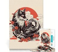 Rompecabezas Amaterasu Wolf para Adolescentes 1000 Piezas Juego de diversión Mental Conexión Limpia y fluida Forma Atractiva de Pasar el Tiempo Libre (38x52cm)