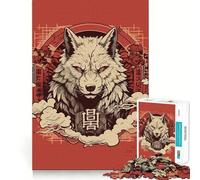 Rompecabezas Amaterasu Wolf para Adultos,1000 Piezas,Juego de concentración Mental, Corte láser,Actividad Nocturna Divertida para Toda la Familia (38x26cm)