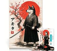Rompecabezas American Akita Samurai de 1000 Piezas Entrenamiento cognitivo Piezas Perfectamente encajables Regalo de cumpleaños Juguete para ejercitar la Mente (38x26cm)