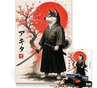 Rompecabezas American Akita Samurai de 1000 Piezas para Adolescentes Claridad Mental, diversión Tranquila, Cierre Perfecto, Regalo de Temporada (38x26cm)