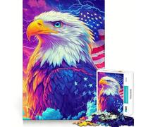 Rompecabezas American Eagle con Bandera,1000 Piezas,Entrenamiento Mental,Piezas sin Rebabas,Corte Limpio,Actividad Absorbente para Noches tranquilas (38x26cm)