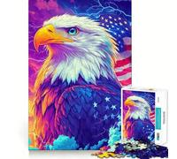 Rompecabezas American Eagle con Bandera para Adultos,1000 Piezas,Juego para estimular la Mente,Piezas de Ajuste preciso y sin Costuras,Actividad Relajante para Grupos en Interiores (38x52cm)
