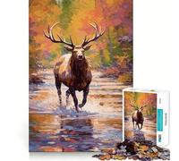 Rompecabezas American Elk para Adultos,1000 Piezas,Juego para estimular la Mente,diseño Ajustado sin Huecos,Regalo de cumpleaños,Juguete para ejercitar el Cerebro (38x26cm)