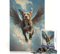 Rompecabezas American Staffordshire Terrier Angel para Adolescentes, 1000 Piezas, para ejercitar la Mente, Entretenimiento Agradable, Bordes Suaves, Regalo Ideal de Navidad (38x26cm)