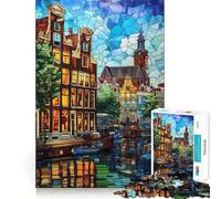Rompecabezas Amsterdam Canal Glow 1000 diversión cognitiva,componentes Resistentes y de Corte Limpio Momento de Tranquilidad y Ejercicio Mental en casa (38x52cm)
