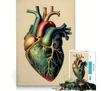 Rompecabezas anatómico Vintage de corazón,1000 Piezas,Divertido,de Calidad Profesional,Ideal para ejercitar la Mente Actividad Mental (50x75cm)